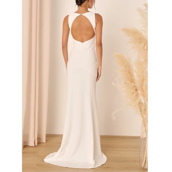 Lulu's Everlasting Promise White Notched Backless Mermaid Maxi Dress Small NWOT - Picture 3 of 11